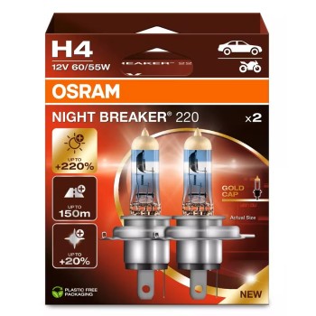 OSRAM Λαμπτήρας Αλογόνου Αυτοκινήτου NIGHT BREAKER 220 H4 - P43t, 64193NB220-2HB